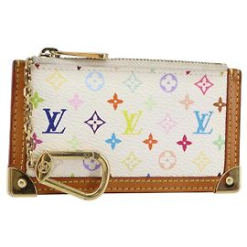 LOUIS VUITTON Pochette Cles Monograma Multicolor Bolsa Branca M92655 Auth 152662 Branco