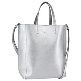 Céline CELINE Hand Bag Leather 2way White Silver Auth BA8030 Silvery