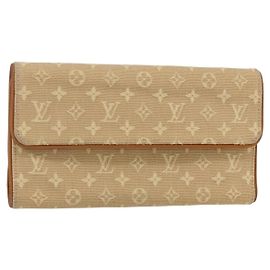 LOUIS VUITTON Monogram Mini Lin Cartera Porte Tresor Beige M92444 LV Auth bs31259 Beige