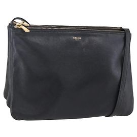 Céline Borsa a spalla Trio Small in pelle nera e oro Auth BA7683 Nero D'oro