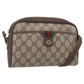 Bolsa Sherry Line GG Supreme Web da GUCCI em PVC bege e dourado 116 02 089 Auth BA7968 Bege Dourado
