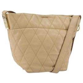 Bolsa de Ombro GIVENCHY em Couro Bege Dourado Auth 149731 Bege Dourado