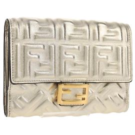 FENDI Zucca Canvas Wallet Leather Gold Tone Auth 154304M Other