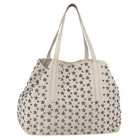 Bolsa Tote de Couro Branca com Studs Jimmy Choo Auth 149758 Branco