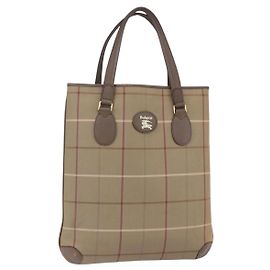 Autre Marque Burberrys Nova Check Tote Bag Canvas Beige Gold Auth mr1554 Beige Golden