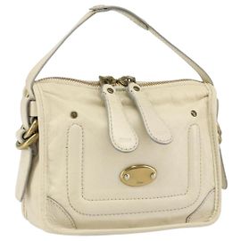 Chloé Sac à main Chloe en cuir blanc et or Auth BA7569 Blanc Doré