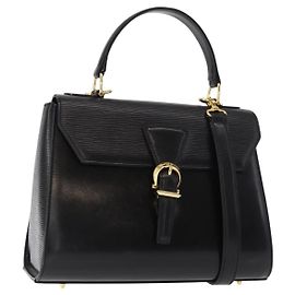 VALENTINO Bolsa de mão em couro 2 em 1 Preto Ouro Auth bs31010 Preto Dourado