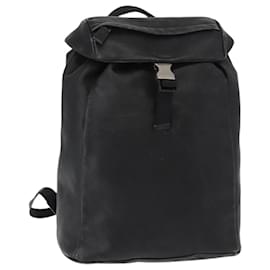 PRADA Backpack Leather Black Silver Auth 121332 Black Silvery