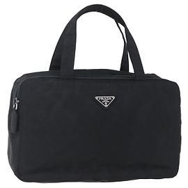 PRADA Borsa a mano in nylon nero argento Auth bs31144 Nero Argento