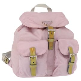 Mochila PRADA de nylon rosa plata Auth 153366 Plata Rosa