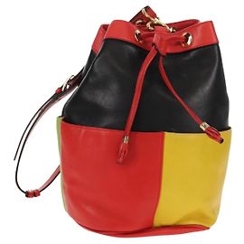 Céline Bolsa de Ombro CELINE em Couro Multicolorida Dourada Auth 150568 Multicor Dourado