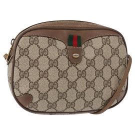 Bolsa Sherry Line GG Supreme Web da GUCCI em PVC bege e dourado 89 02 066 Auth 154335 Bege Dourado