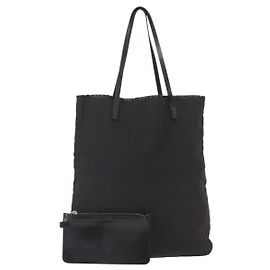 FENDI Zucca Canvas Tote Bag Schwarz Braun Auth bs31042 Braun Schwarz