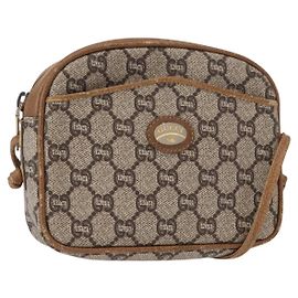 Borsa a Spalla GUCCI GG Plus Supreme PVC Beige Oro Auth BA8484 Beige D'oro