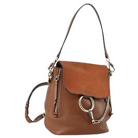 Chloé Chloe Fay Backpack Suede Leather 2way Brown Auth BA6830 Brown