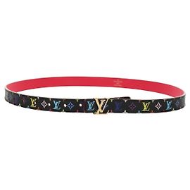 LOUIS VUITTON Multicolor Gürtel LV Bedruckte Initialen M9631 LV Auth 154955V Schwarz