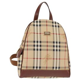 BURBERRY Nova Check Backpack PVC Beige Gold Auth 144466 Beige Golden