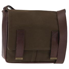 Bolsa de Ombro SAINT LAURENT em Lona Caqui Dourada Auth bs29985 Dourado Caqui