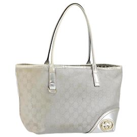 Borsa Tote GG Canvas Gucci Argento Oro 169946 Auth ep11002 Argento D'oro