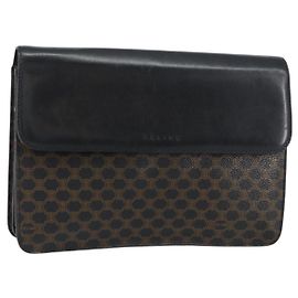 Céline Clutch in tela Macadam CELINE in pelle PVC nera e oro Auth 153735 Nero D'oro