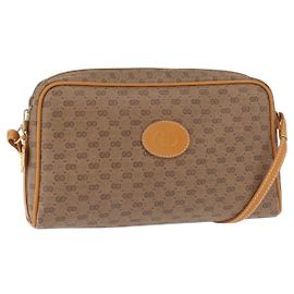 Gucci Bolsa de Ombro Micro GG Supreme PVC Bege Dourado 007 1112 63 Auth BA8906 Bege Dourado