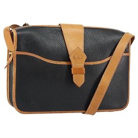 Sac à épaule Christian Dior en cuir noir et or Auth BA8210 Noir Doré