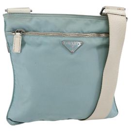 PRADA Shoulder Bag Nylon Light Blue Silver Auth 153313 Silvery Light blue