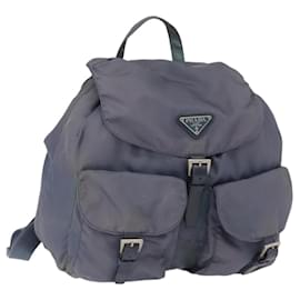 PRADA Backpack Nylon Blue Silver Auth 152888 Silvery Blue