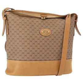 Gucci Bolsa de Ombro Micro GG Supreme PVC Bege Dourado Auth ki6122 Bege Dourado
