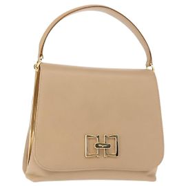 Bolsa de mão de couro bege dourado Auth BA7326 da Salvatore Ferragamo Bege Dourado