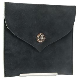 Pochette Chrome Hearts Suède Grise Auth 140404M Marron