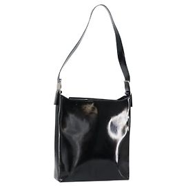 Bolsa de Ombro Vala Esmalte Preto Prata Salvatore Ferragamo Auth bs31356 Preto Prata
