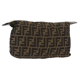 FENDI Zucca Canvas Tasche Schwarz Braun Auth am9590 Braun Schwarz