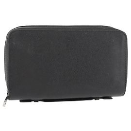 LOUIS VUITTON Taiga Zippy XL Long Wallet Black M44275 LV Auth 153416 Black