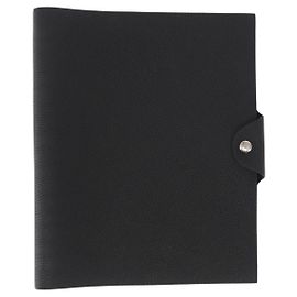Hermès HERMES Yuris MM Note Cover Leather Black Auth 157160V Black