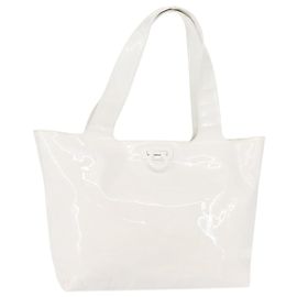Sac à main Gancini en émail blanc Salvatore Ferragamo Auth 147620 Blanc