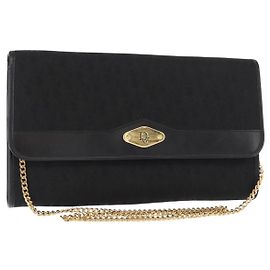 Borsa a spalla in tela Trotter Christian Dior nera e oro Auth BA8649 Nero D'oro