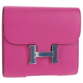 Hermès HERMES Kompakte Constance Geldbörse Leder Lila Rosa Auth 142362M Andere
