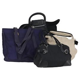 Borsa Salvatore Ferragamo in pelle e tela 4 pezzi beige nero blu navy Auth bs29564 Nero Beige Blu navy