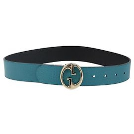 GUCCI Belt Leather Outlet Turquoise Blue Auth am9038 Turquoise