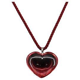 Collar en forma de corazón Baccarat de cristal rojo Auth am9096 Roja