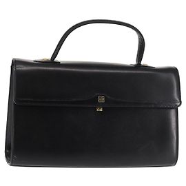Sac à main GIVENCHY en cuir noir et or Auth BA6452 Noir Doré