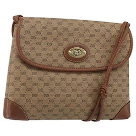 Gucci Borsa a Spalla Micro GG Supreme PVC Beige Oro Auth 143206 Beige D'oro