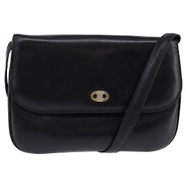 Céline Bolsa de Ombro de Couro Preta e Dourada Auth BA6109 Preto Dourado