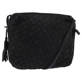 Autre Marque BORSO A SPALLA INTRECCIATO BOTTEGA VENETA Pelle Nera Oro Auth 143195 Nero D'oro