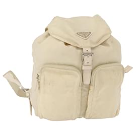 PRADA Backpack Nylon White Silver Auth 149779 Silvery White