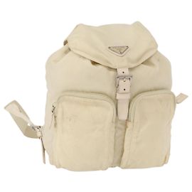 PRADA Rucksack aus Nylon in Weiß Silber Auth 149779 Silber Weiß