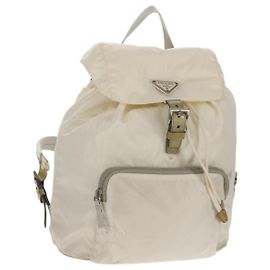 PRADA Rucksack aus Nylon Weiß Silber Authentisch 149274 Silber Weiß