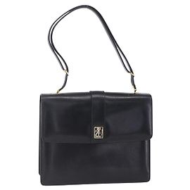 Autre Marque Sac à épaule en cuir noir et or Nova Check de Burberrys Auth bs30769 Noir Doré