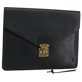 LOUIS VUITTON Epi Porte Documents Senateur Briefcase Black M54452 LV Auth th6385 Black